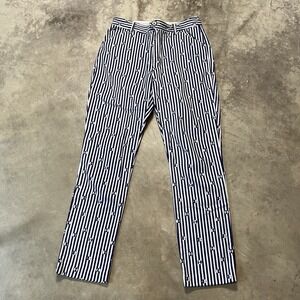 Anthropologie Pants Womens Size 4 The Essential Slim Chino Blue Strip Embroidery